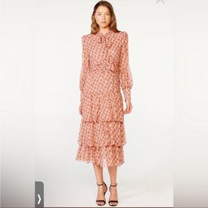 Bardot Pink Lainey Floral Dress Long Sleeve